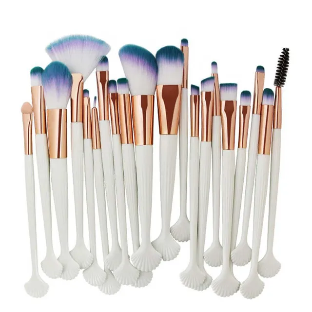 Set of original modern makeup brushes with decorative shell on the end 20pcs Deleon
