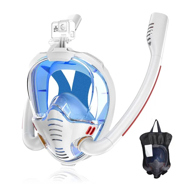 Full face mask for snorkeling, 180-degree panoramic high resolution snorkeling mask for adults and children