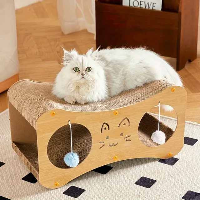 Luxury two-story cat house Feline Fantasy with scratch, sisal pelíšek and interactive ball - year-round dustless nest for cats