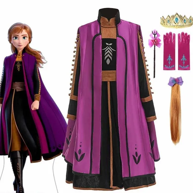 Costum de prințesă Anna - Frozen 2 pentru fetițe