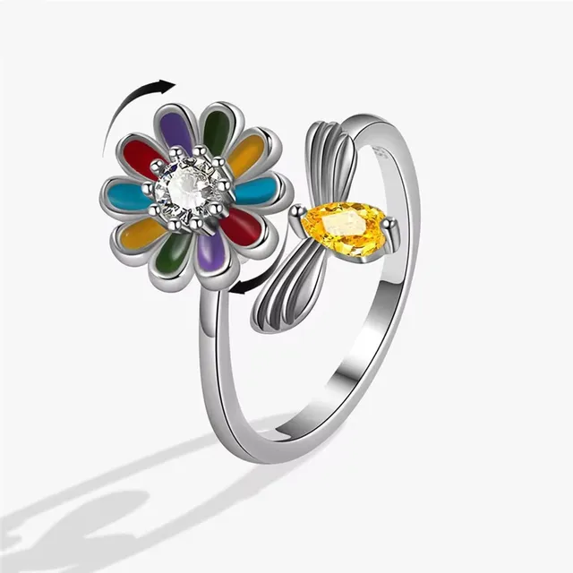 Fashion ring against stress for women with cute rotating design