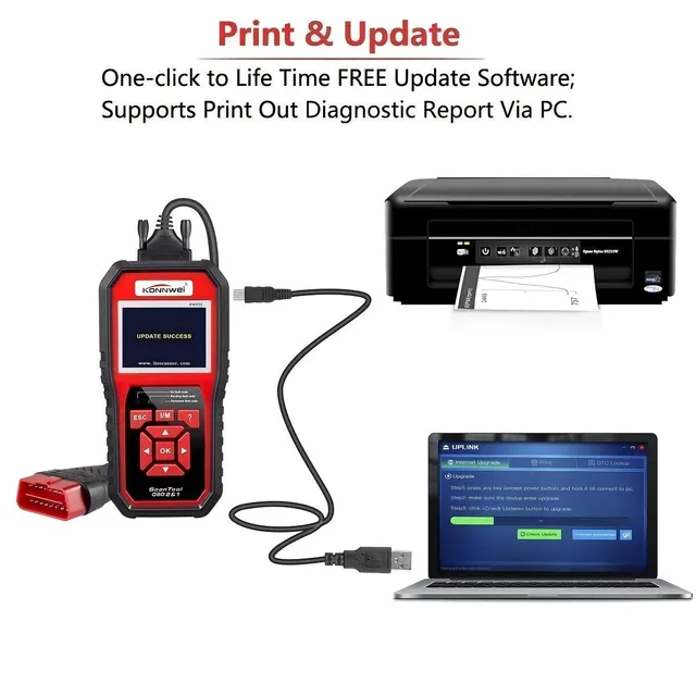 Professional OBD2 Scanner KW850, Diagnostic To Car, Automatic Reader Code Diagnostic Tool for Scanning Engine Lights, 2,8-palcová Veľká obrazovka, Podpora Online Upgrade a podpora Použitie vo viacerých krajinách, Prepínanie 9 Jazykov