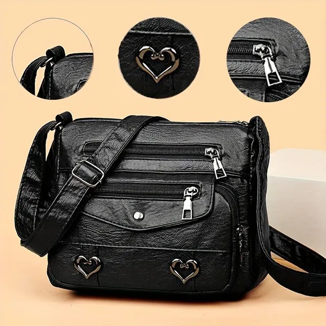 Elegant men's briefcase over shoulder made of soft PU leather - fashionable and practical