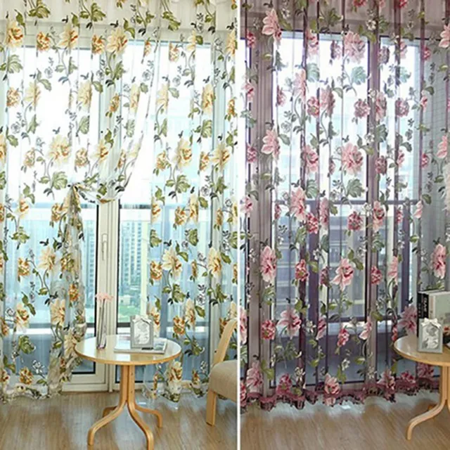 Beautiful colourful curtains with floral embroidery