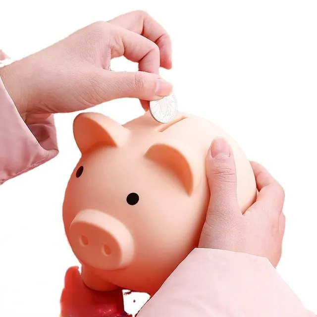 One-colour portable mini cash box in the shape of a piggy bank