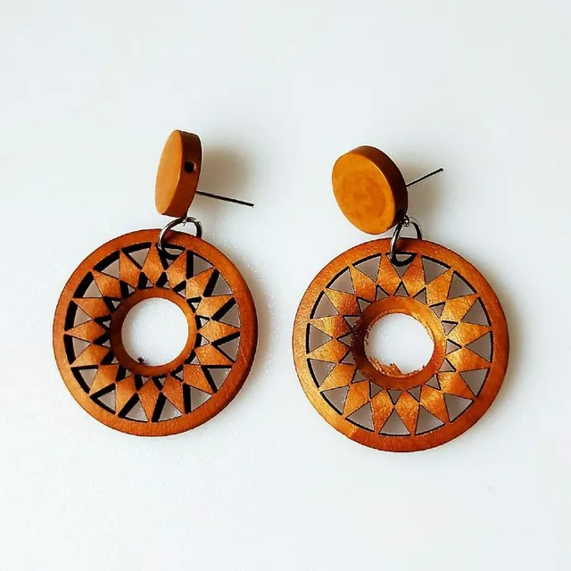 Women's luxury earrings made of African wood