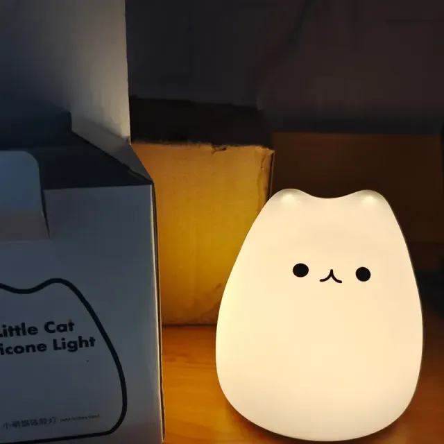 Mini roztomilé populárne mačka nočná lampa dotyk zmeny farby ochrana očí spálňa nočný stôl lampa