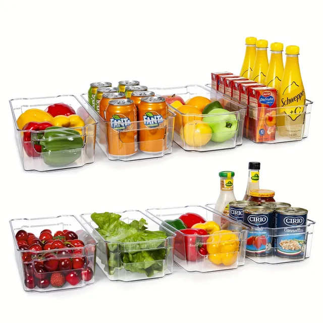 3pc Storage Space &amp; Organisation, Large Transparent Plastic compartments For Refrigerator, Freezer, Kitchen Box, Organizer for Organization Pantry &amp; Food, Warehouse Organizer On Refrigerator Without BPA, Home Storage Needs