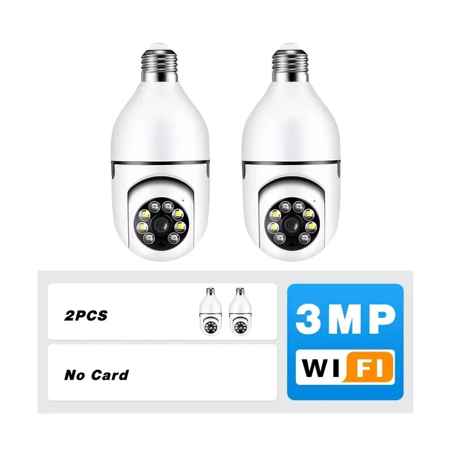 3MP Wireless Camera Lightbulb E27 - 360° Panoramic Monitoring with Motion, Night Vision & Voice
