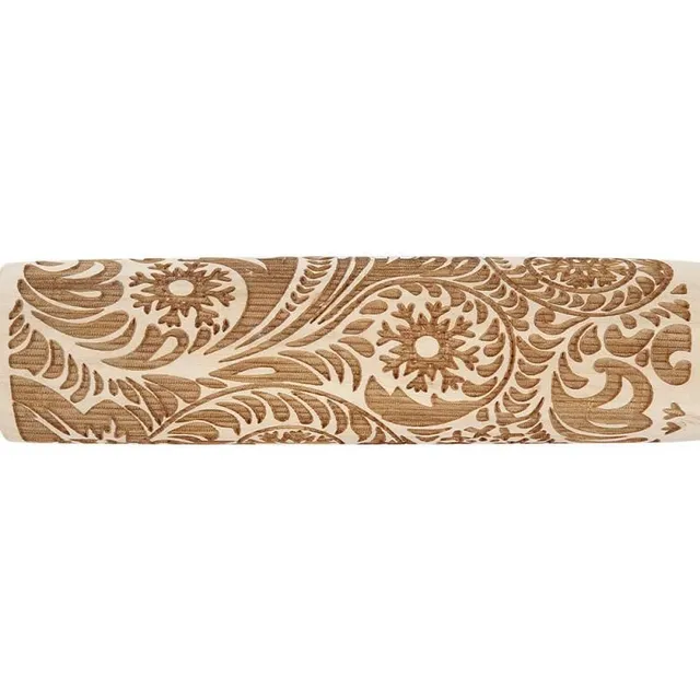 Wooden dough roller with decorative pattern