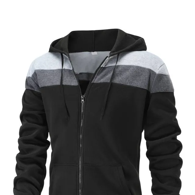 Men's colourful zipped hoodie with hood, zip and drawstring