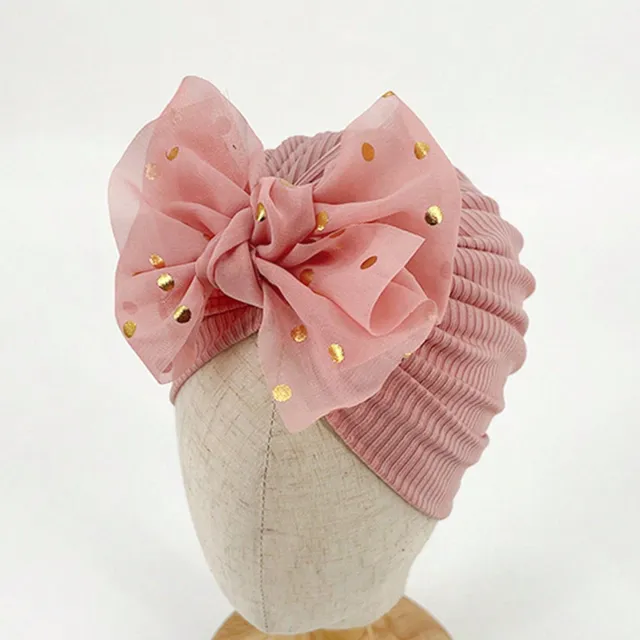 Rozkošná dětská čepice s mašlí - měkká, pružná a stylová pro novorozence a batolata