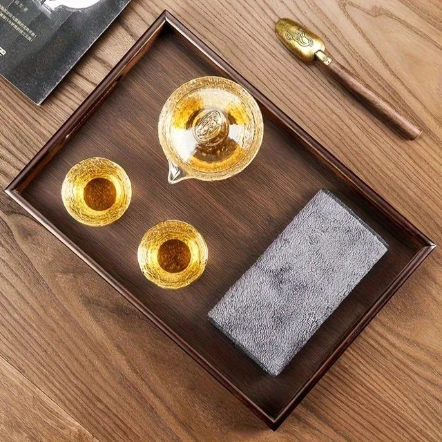 Rectangular tea tray in Japanese style, walnut color