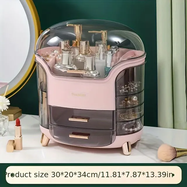 1pc Beauty Storage Box, Rotary Holder On Pero, Table Large Capacity Brush On Make-up Organizer On Lipstick, Gift For Women