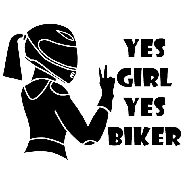 Sticker on car yes girl yes biker