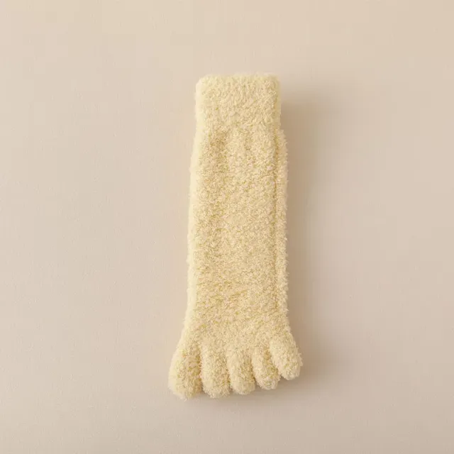 Women's winter socks made of coral fleece with separate fingers at home