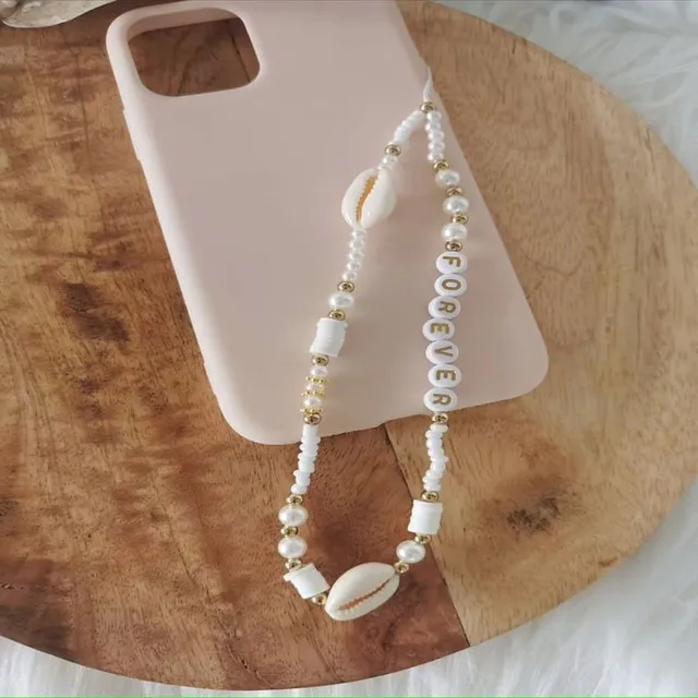 Joli pendentif de téléphone avec perles et coquillages