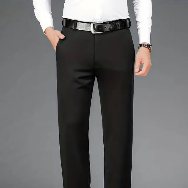 Men's classic formal trousers with a slight stretch in a monochrome design, ideal for spring/summer