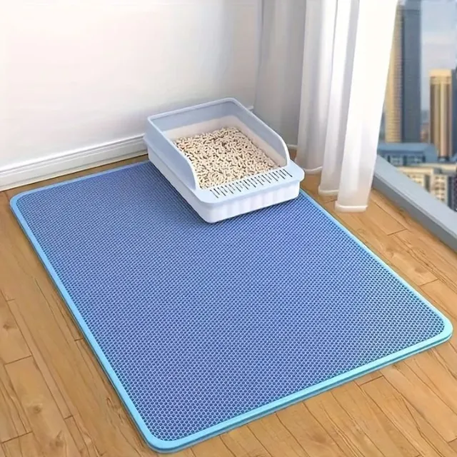 Large cat litter tray - Double layer, waterproof, washable, for litter trapping, non-slip