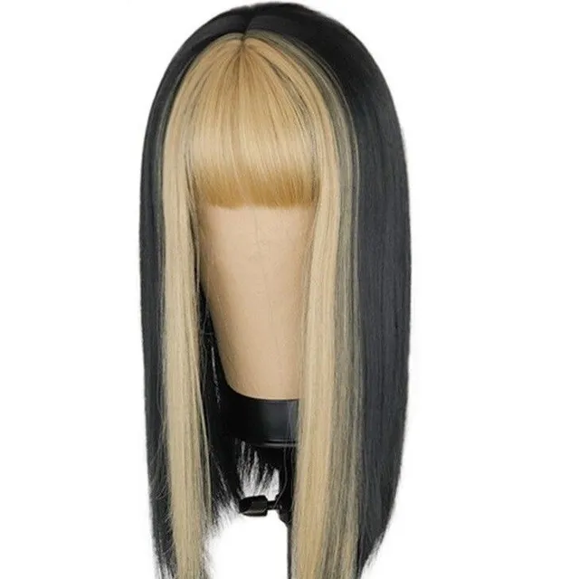 Wig with colored bang