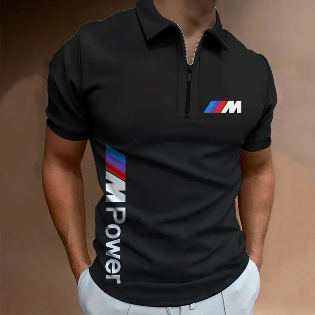 Tricou polo pentru bărbați cu mâneci scurte și imprimeu BMW