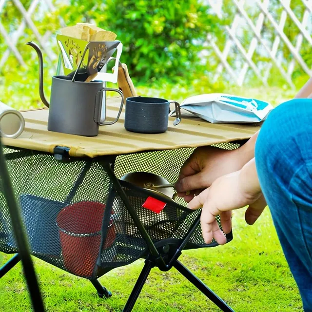 Under-table netted basket for picnic and camping