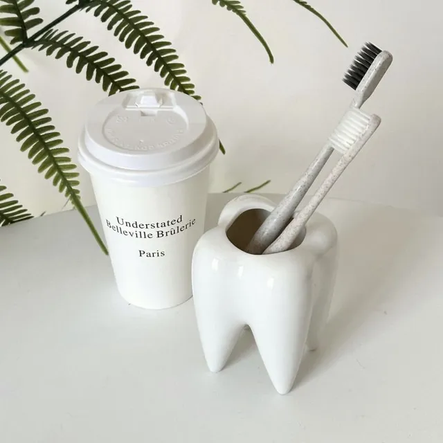 1 piece pot in the shape of teeth, small cute floral and plant container, mini ceramic flower pot, creative pencil holder