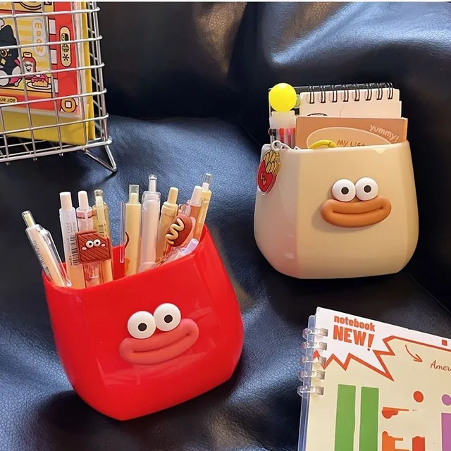 Happy pencil stand with a face - cute helper on your desk