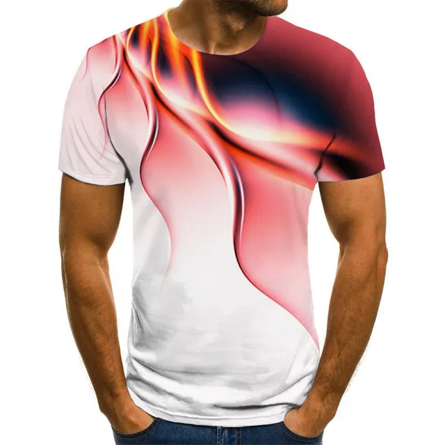 Tricou pentru bărbați cu design interesant 3D și mâneci scurte