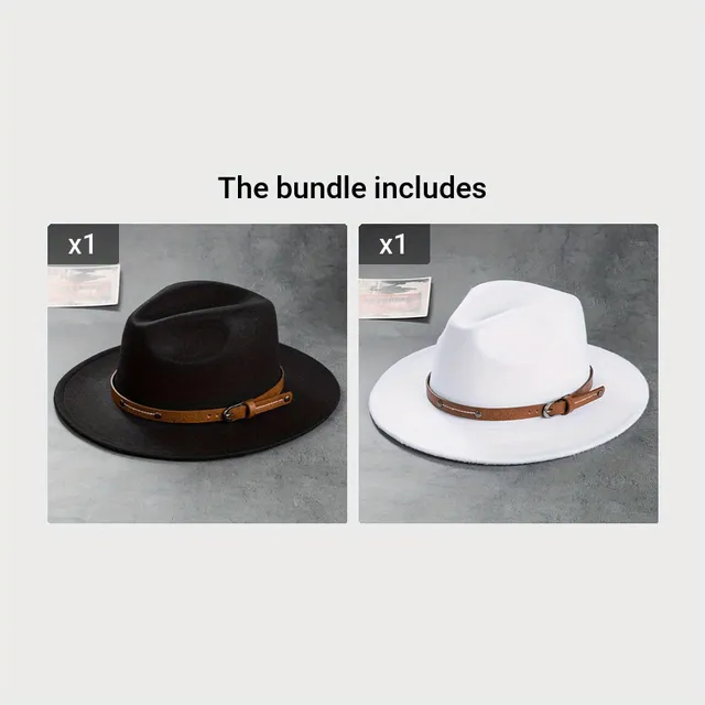 Centură decorativă pentru Pălărie Fedora Unisex monocromă Jazz Casual Pălărie din fetru cald Pălărie de soare Cowboy Western Hat pentru exterior