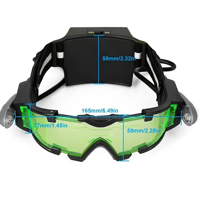 Night vision goggles, adjustable night-time spy goggles with tilt lights and green glasses (without batteries)