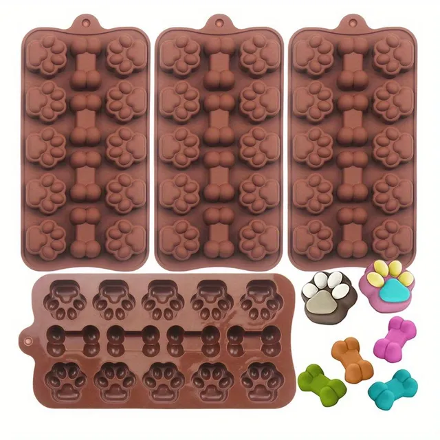 1 pc silicone form for dog treats 14 -shrink form for dog bones and cat paws cololad form for baking cakes icy form for pudding