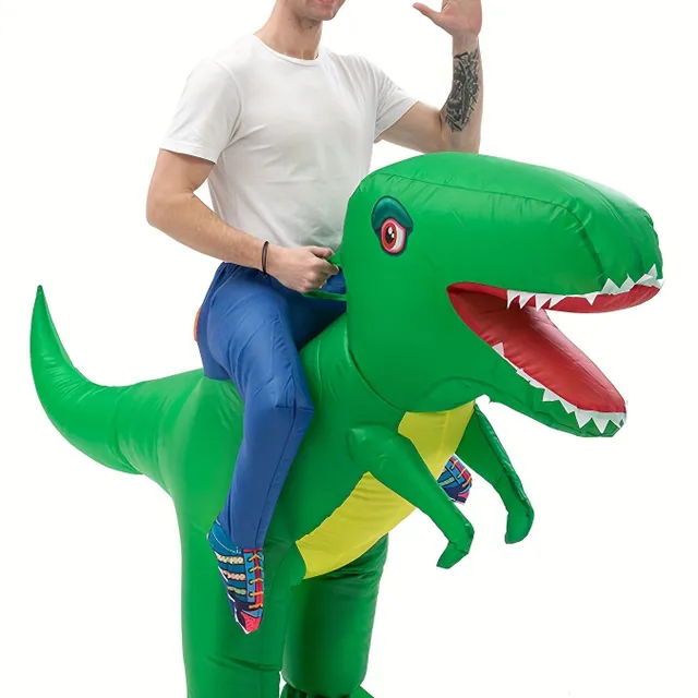 Nafukovací dinosaurus kostým - Jazda na T-Rex