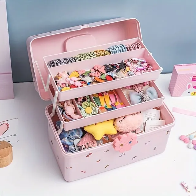 Large capacity multi-functional storage box for hair clips and rubber bands