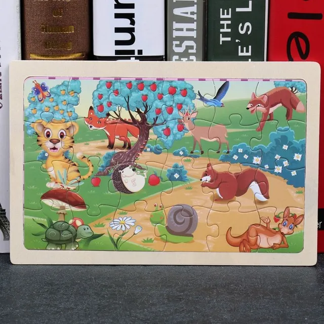 Drevené skladacie puzzle s motívmi zvieratiek