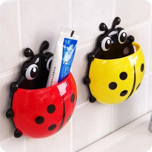 Ladybug-shaped toothbrush holder