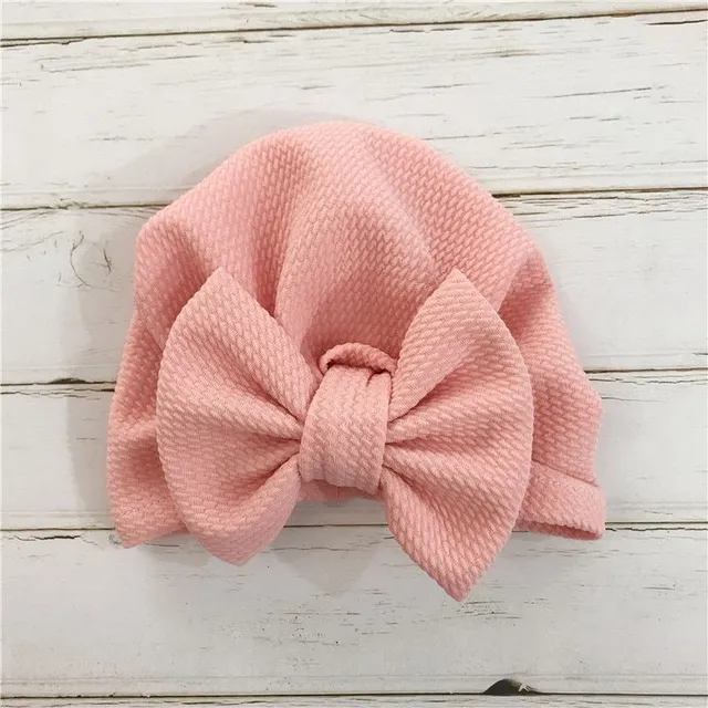 Children's hat with bow ruzova