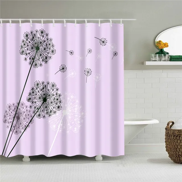 Practical bathroom curtain with flower motif