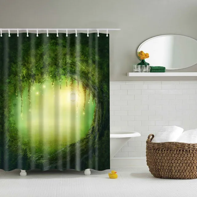 Shower curtain with nature motif