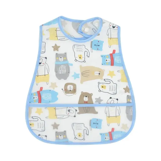 Children's impervious adjustable cotton bib with cartoon motifs