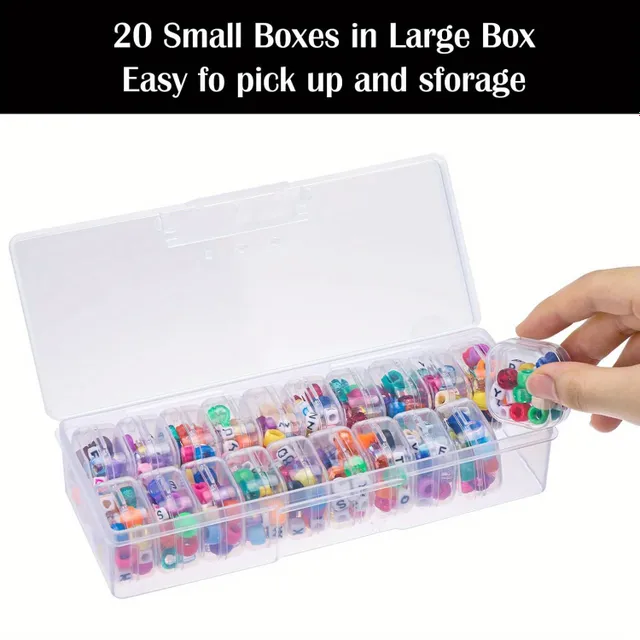 40ks/2set Transparentné plastové Bead Organizátory s mini boxy, Transparent Diamond Tank, Ideálne pre skladovanie a organizáciu jemných potrieb