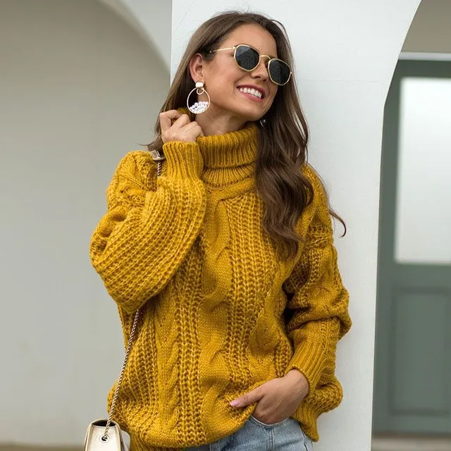 Women's autumn sweater with turtleneck