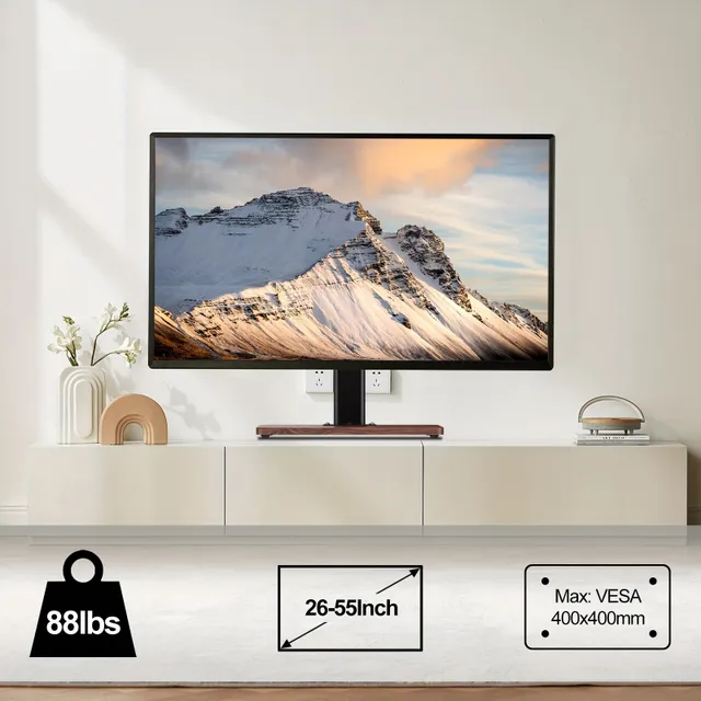 Univerzální TV Stojan Stolní TV Stojan Pro 26-55palcové LCD LED TV - 6 Úrovní Výškově Nastavitelný TV Základní Stojan S Vedením Kabelů, VESA 400x400 Mm