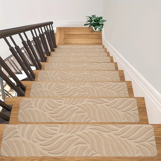 Non-slip carpet stair treads made of wood - safe, with peel strip, for internal staircases