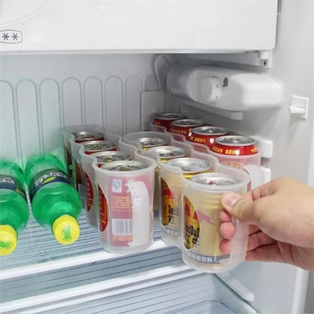 Úložný organizér na plechovky do chladničky (Priehladný)