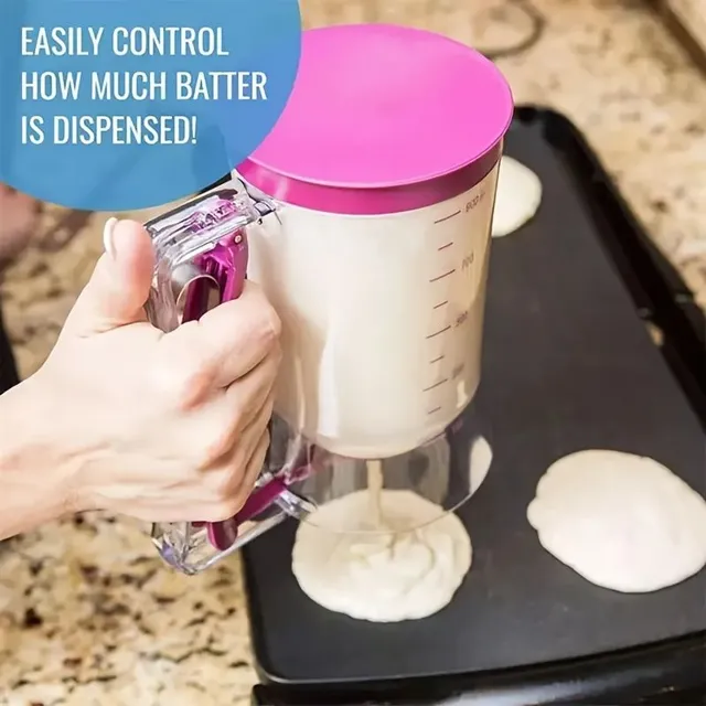 Dispenzer for pancake dough with press handle