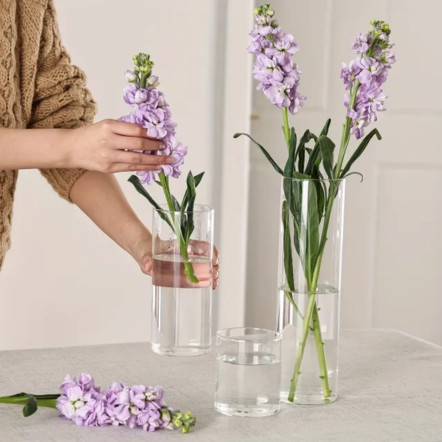 Čistá valcovitá sklená váza - veľkoobchod, držiak na sviečky, dekorácia stolov, svadby, domácnosť