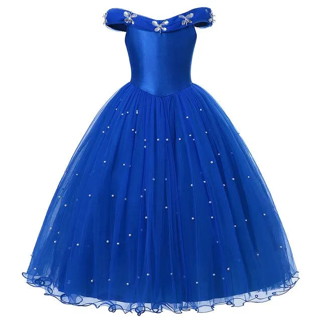 Rochie de prințesă pentru fetițe cu accesorii - Prințesa Popelka Blue Butterfly