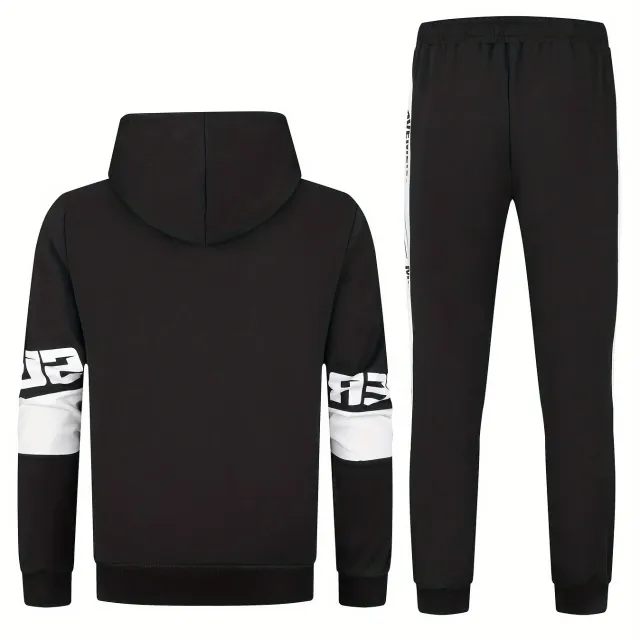 Men's classic 2-piece tracksuit - hoodie with hood and long sleeves + tracksuit