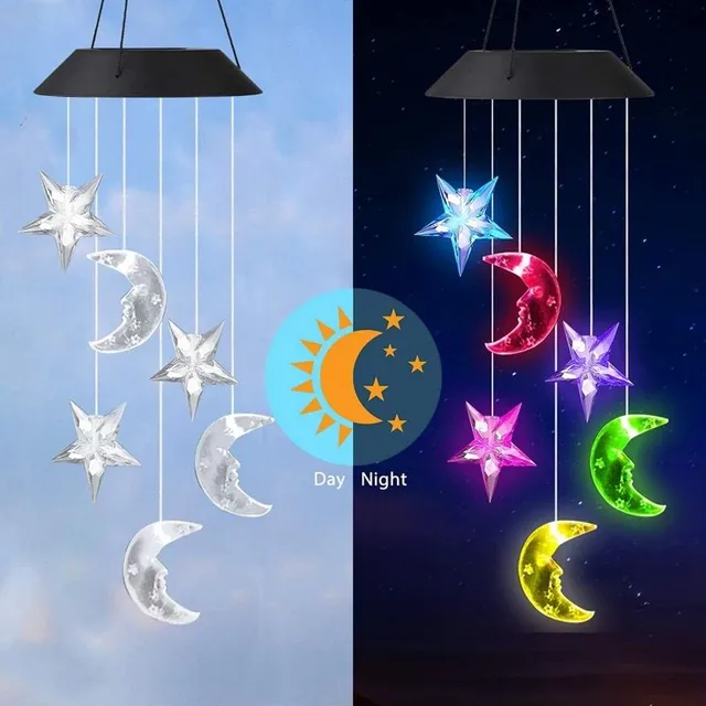 Solar LED glowing bell tower Bianca moon-star